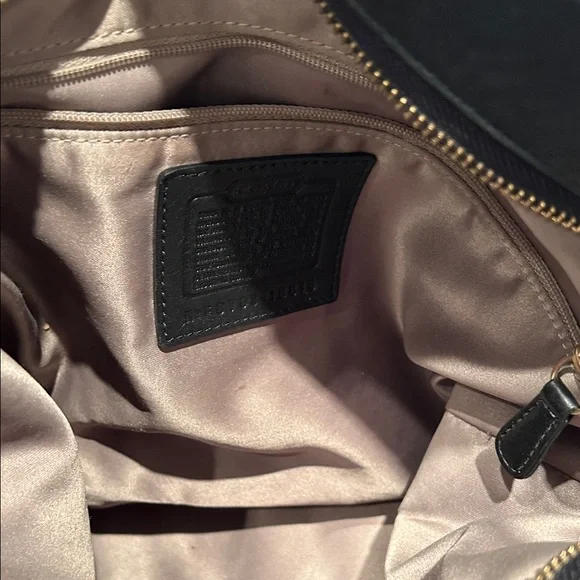 Coach Black Leather Tote with Gold Accents - Picture 6 of 8